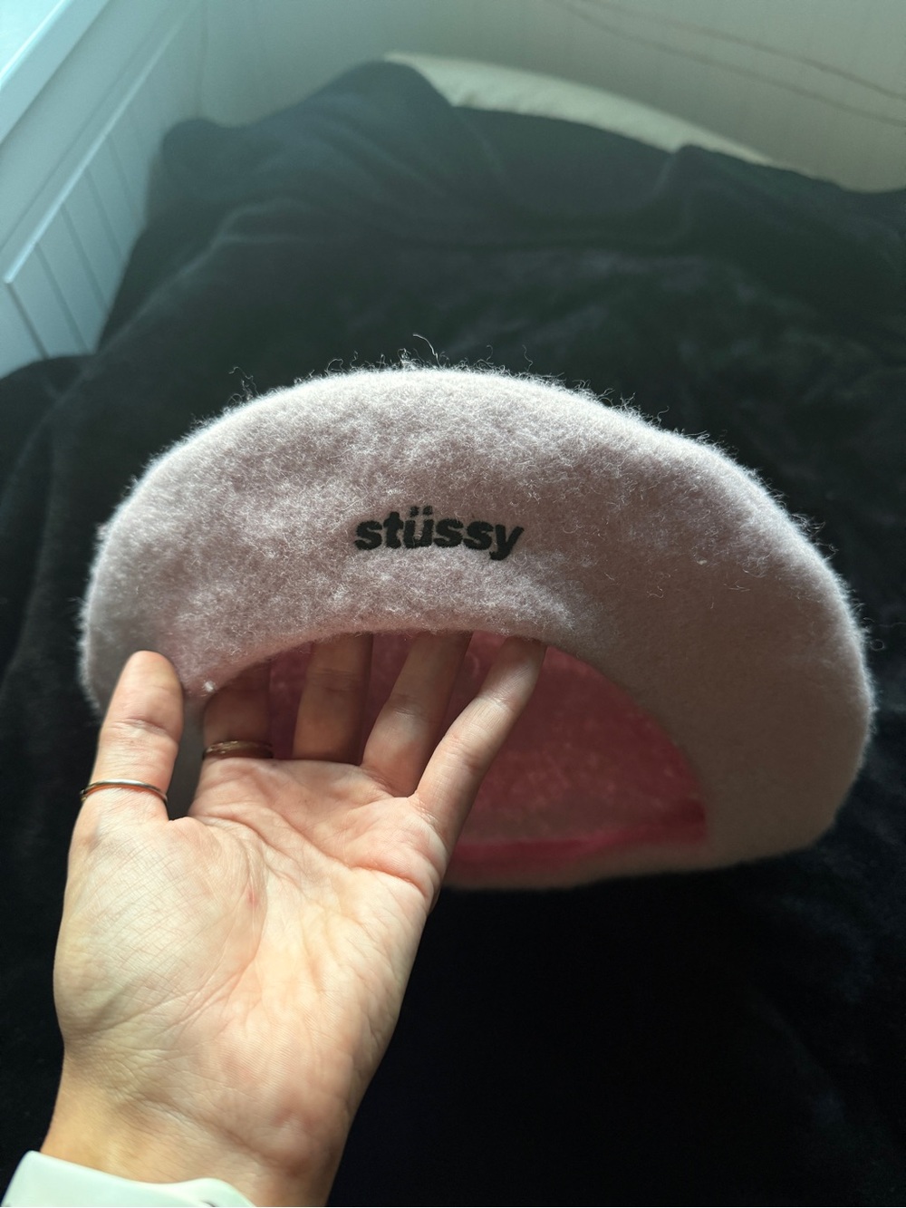 Stussy Pink Fuzzy Beret